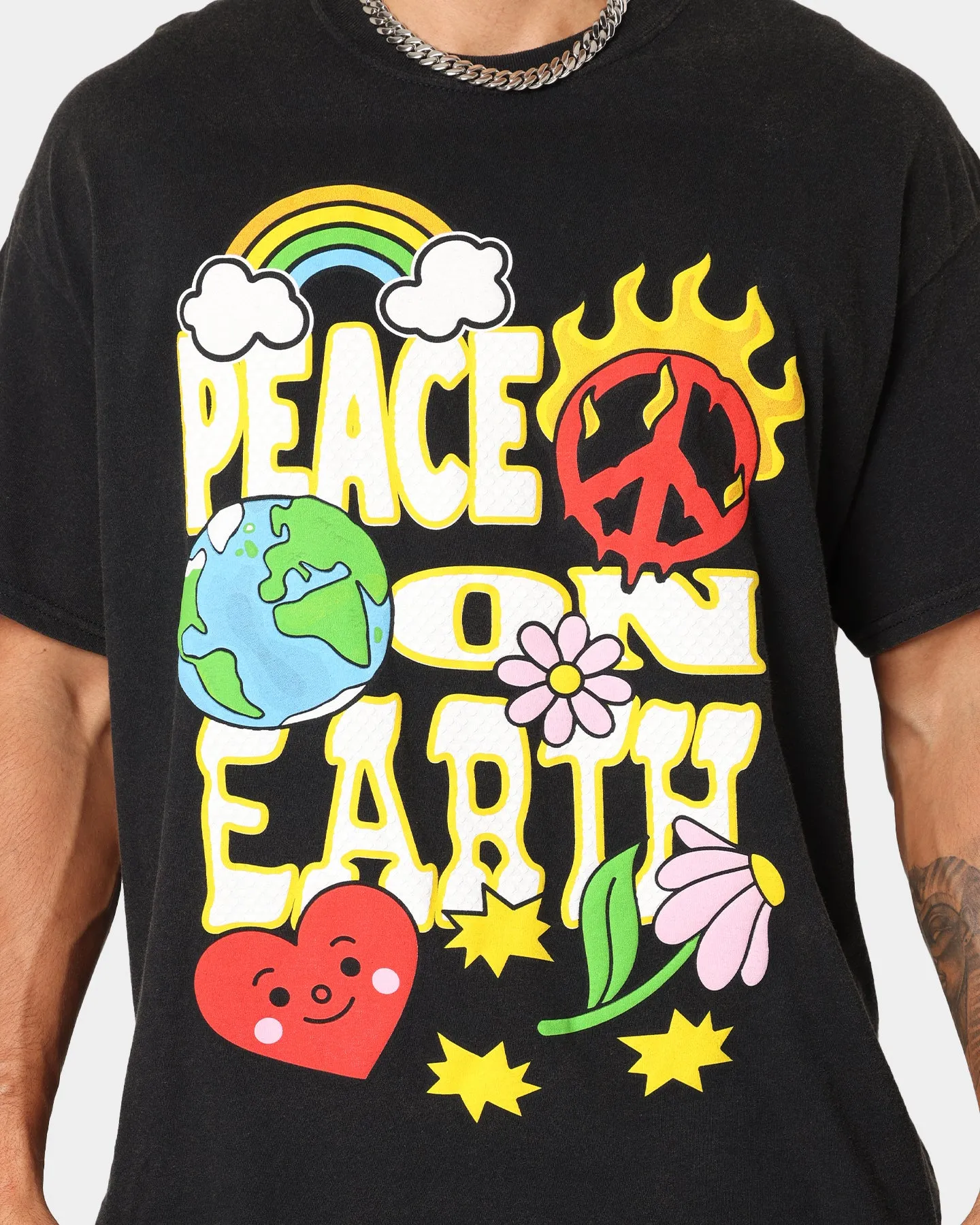 Goat Crew Peace On Earth Vintage T-Shirt Washed Black