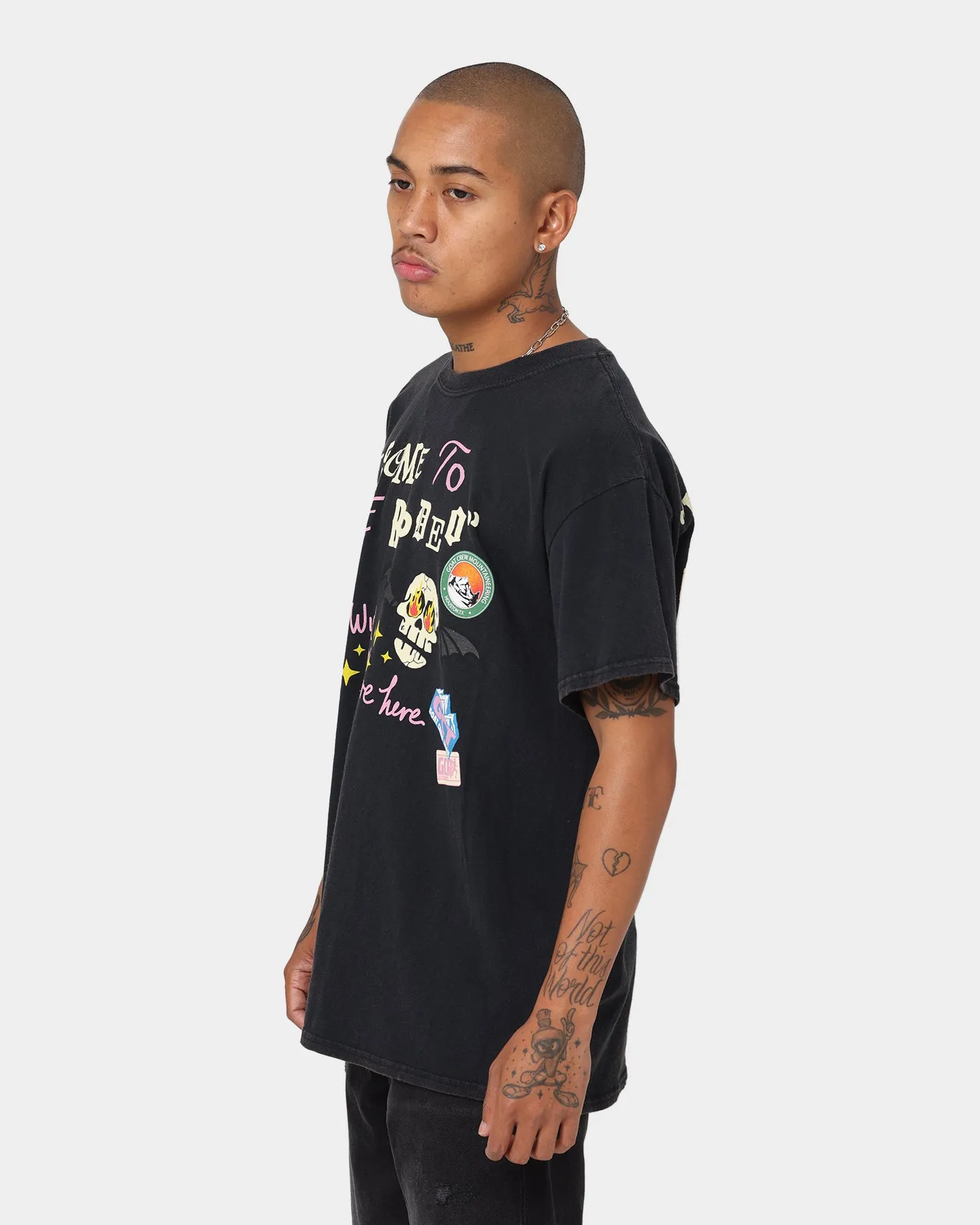 Goat Crew Welcome Vintage T-Shirt Black Wash