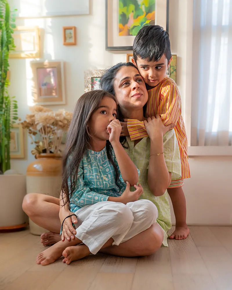 I want to be like grandpa’ kurta pajama set in blue moon chase