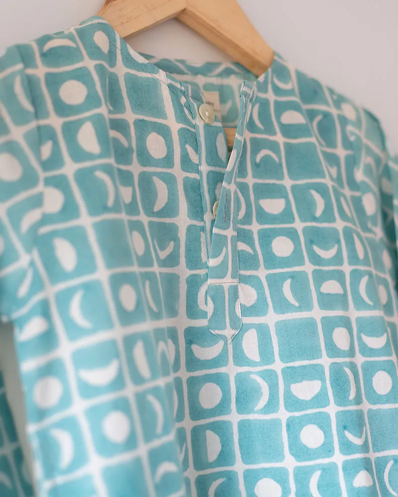 I want to be like grandpa’ kurta pajama set in blue moon chase