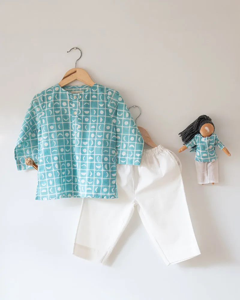 I want to be like grandpa’ kurta pajama set in blue moon chase