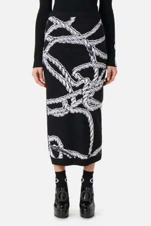 Iceberg- Ropes Pencil Skirt: Black/ White