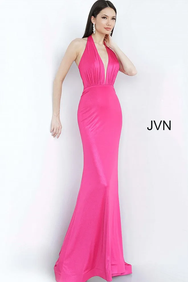 Jovani JVN02378 Size 4 Fuchsia Iridescent Shimmer Prom Dress Plunging Neckline