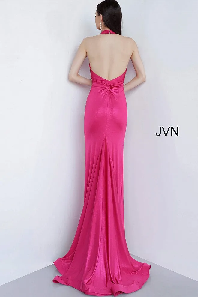 Jovani JVN02378 Size 4 Fuchsia Iridescent Shimmer Prom Dress Plunging Neckline