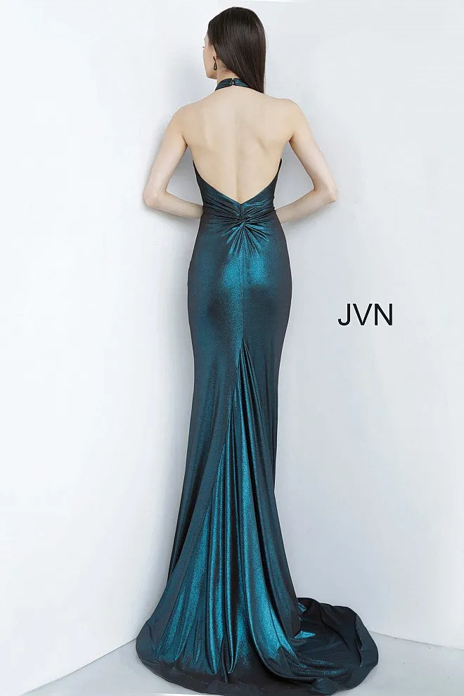 Jovani JVN02378 Size 4 Fuchsia Iridescent Shimmer Prom Dress Plunging Neckline