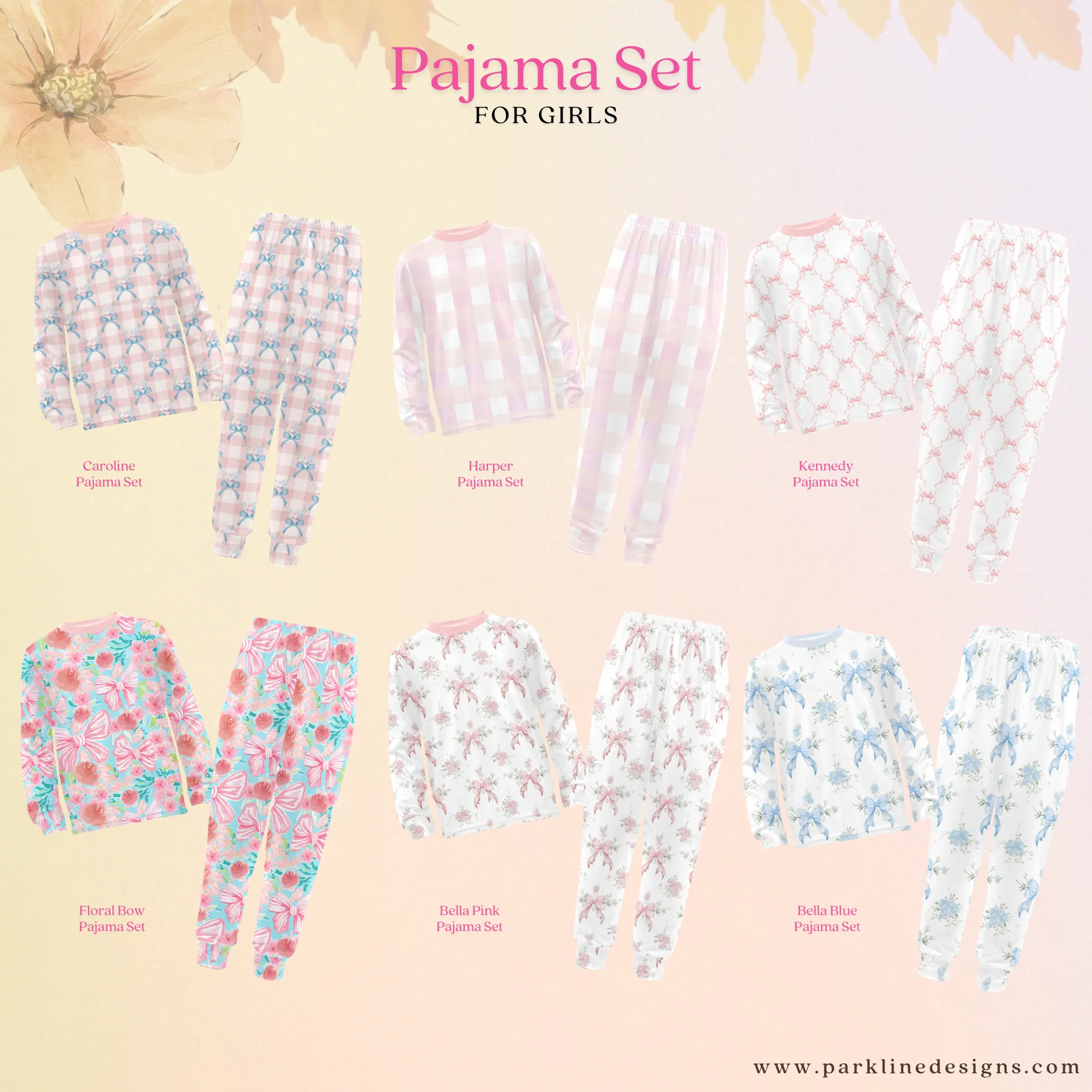 Kennedy Girls' Pajama Set | Soft Long Sleeve Sleepwear for Lounging and Relaxing