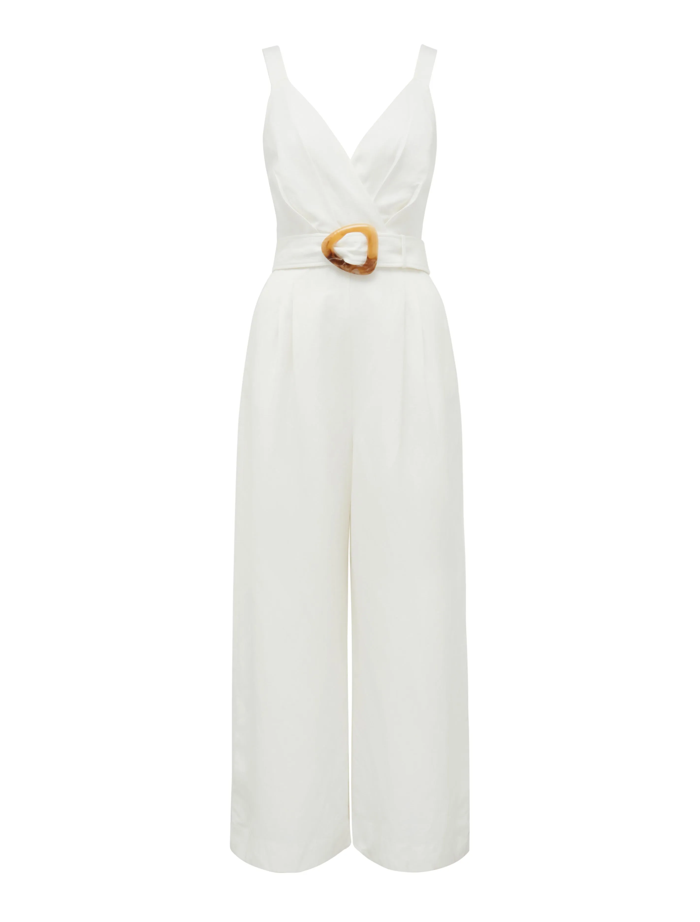 Kira Belted Linen Jumpsuit