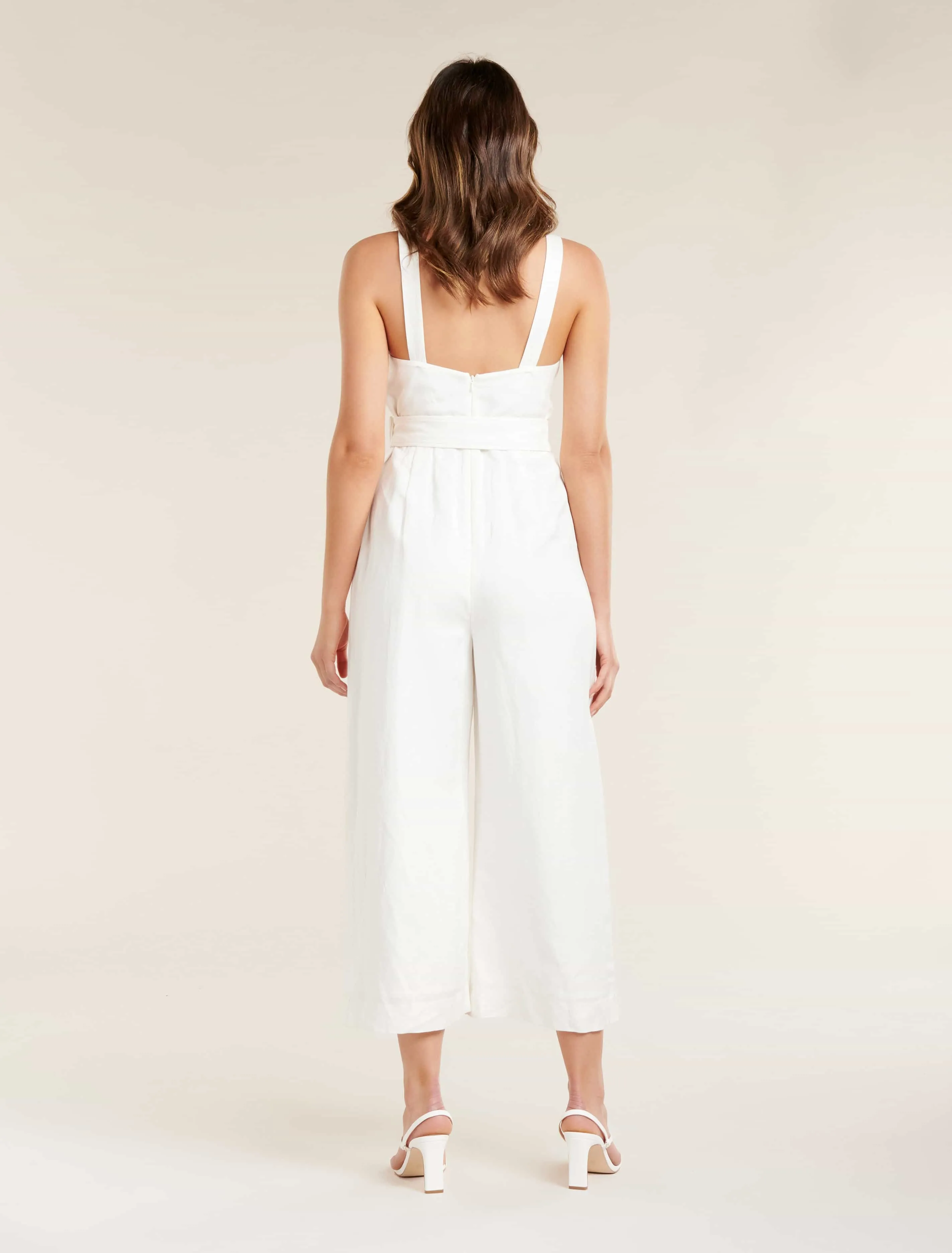 Kira Belted Linen Jumpsuit