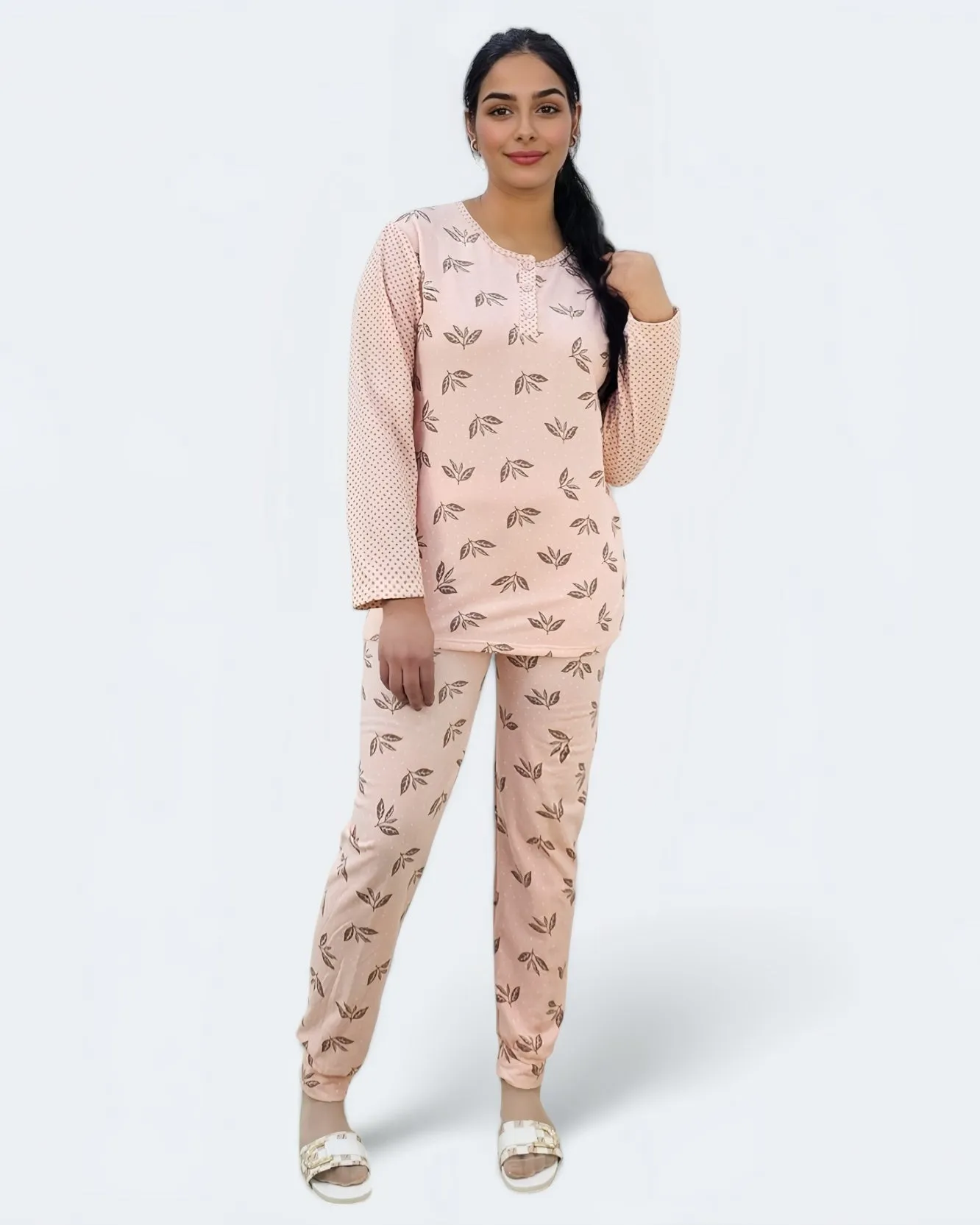Ladies Long Sleeve Classic Printed Maxi