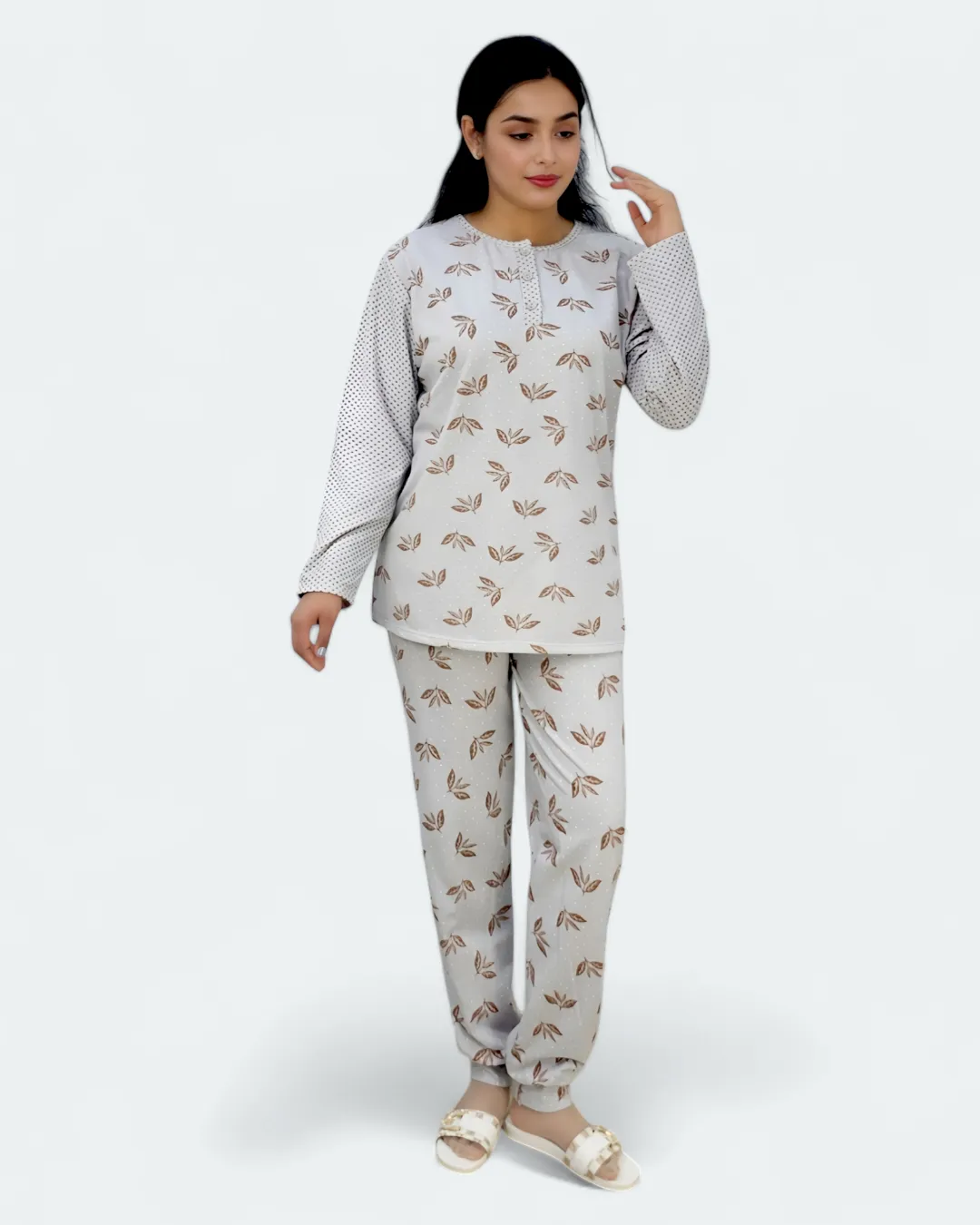 Ladies Long Sleeve Classic Printed Maxi