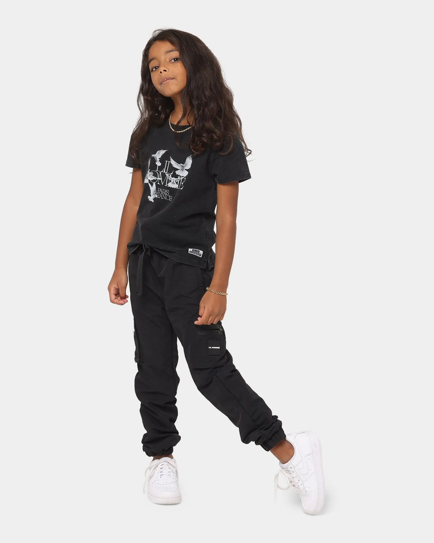 Lil Homme Kids' Dove Heaven Vintage T-Shirt Washed Black