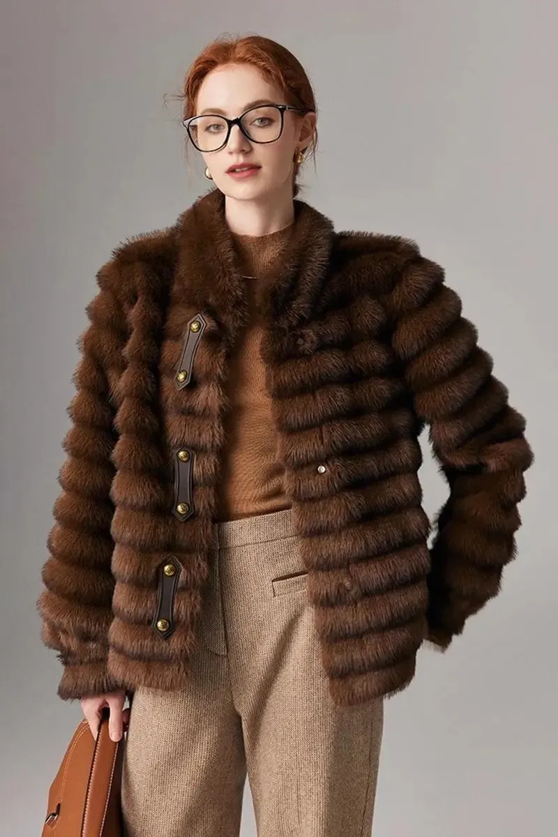 Luxurious Faux Sable Fur Coat