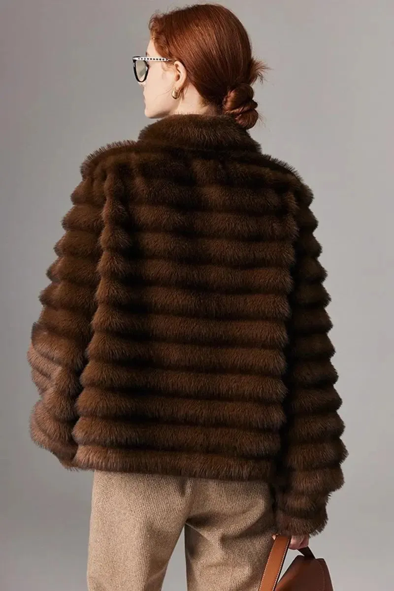 Luxurious Faux Sable Fur Coat