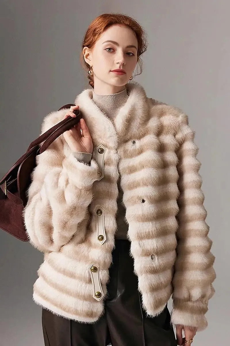 Luxurious Faux Sable Fur Coat