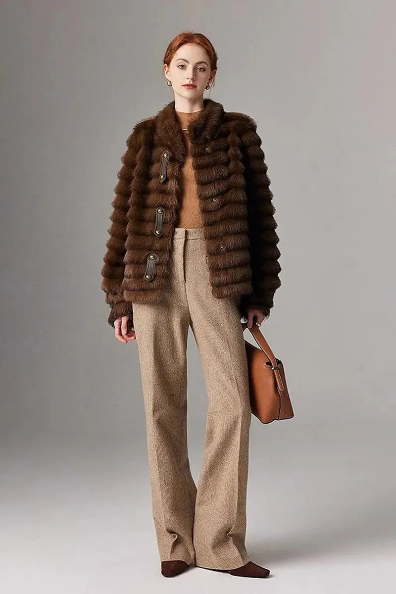 Luxurious Faux Sable Fur Coat