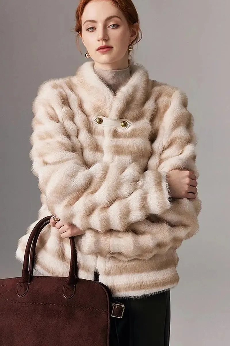 Luxurious Faux Sable Fur Coat