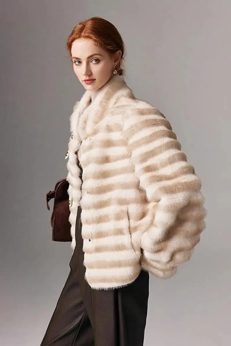 Luxurious Faux Sable Fur Coat