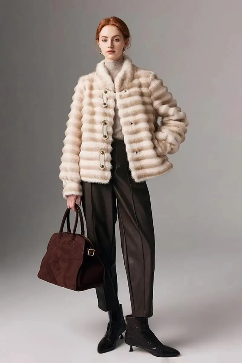 Luxurious Faux Sable Fur Coat
