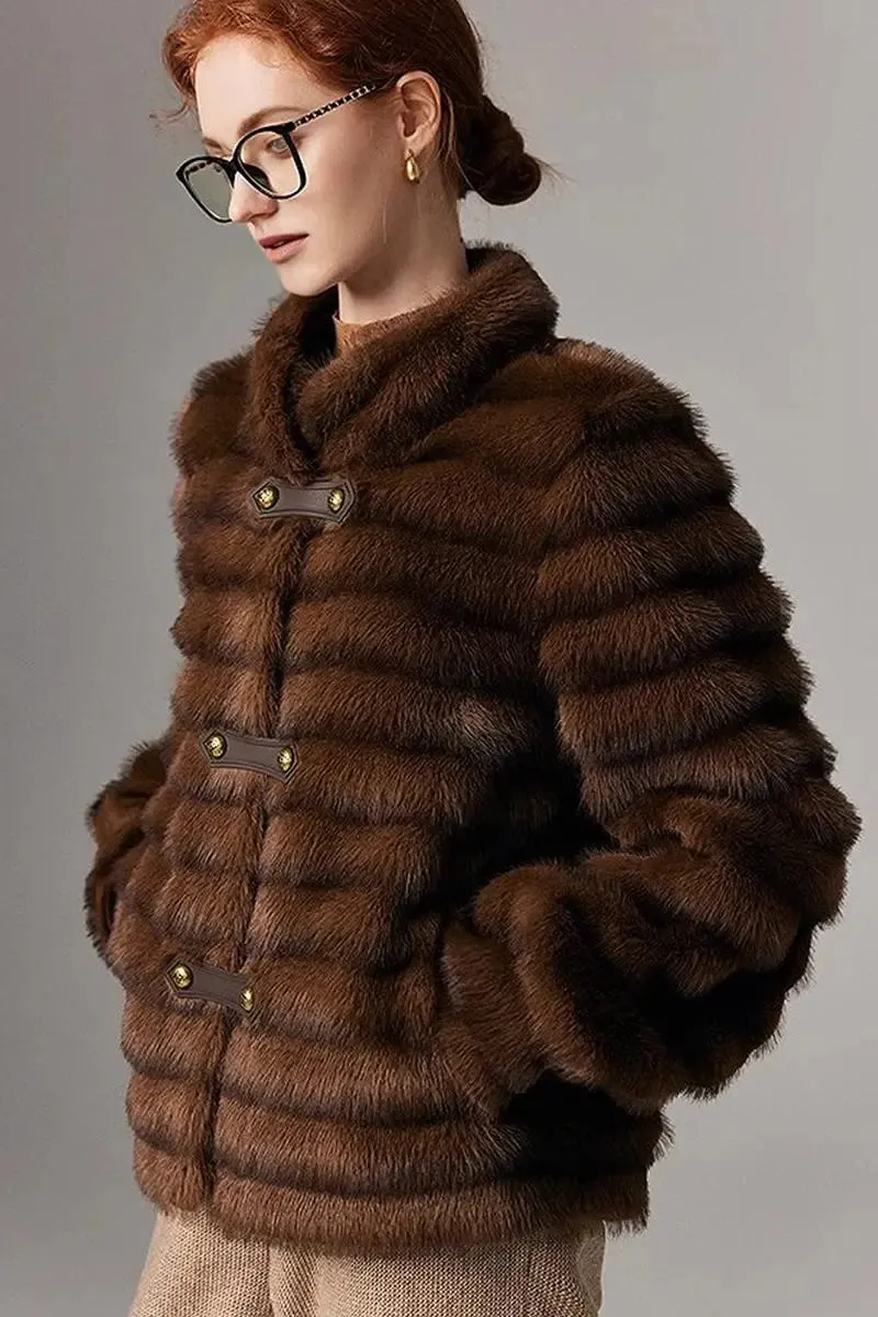 Luxurious Faux Sable Fur Coat
