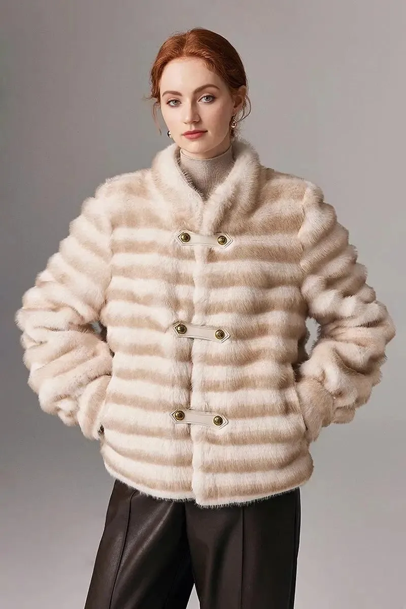 Luxurious Faux Sable Fur Coat