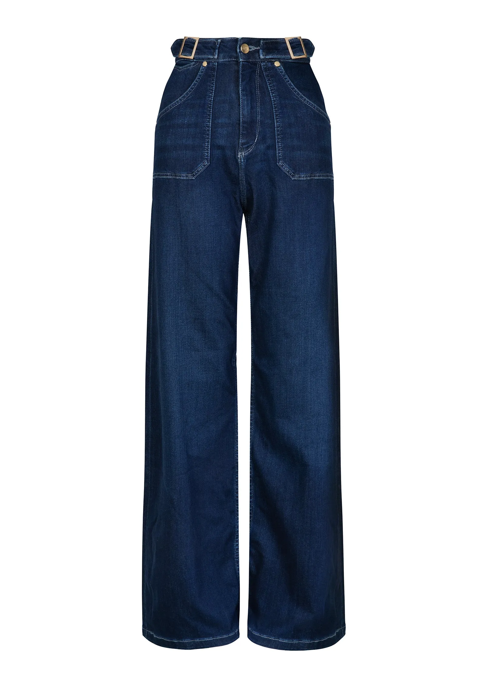 Minnie The High Top Full Length Wide Leg Flared Jeans | Working Girl [Dark Wash]