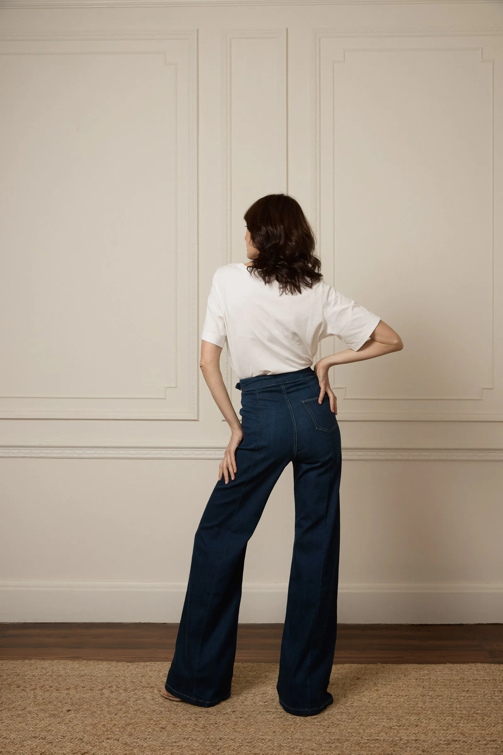 Minnie The High Top Full Length Wide Leg Flared Jeans | Working Girl [Dark Wash]