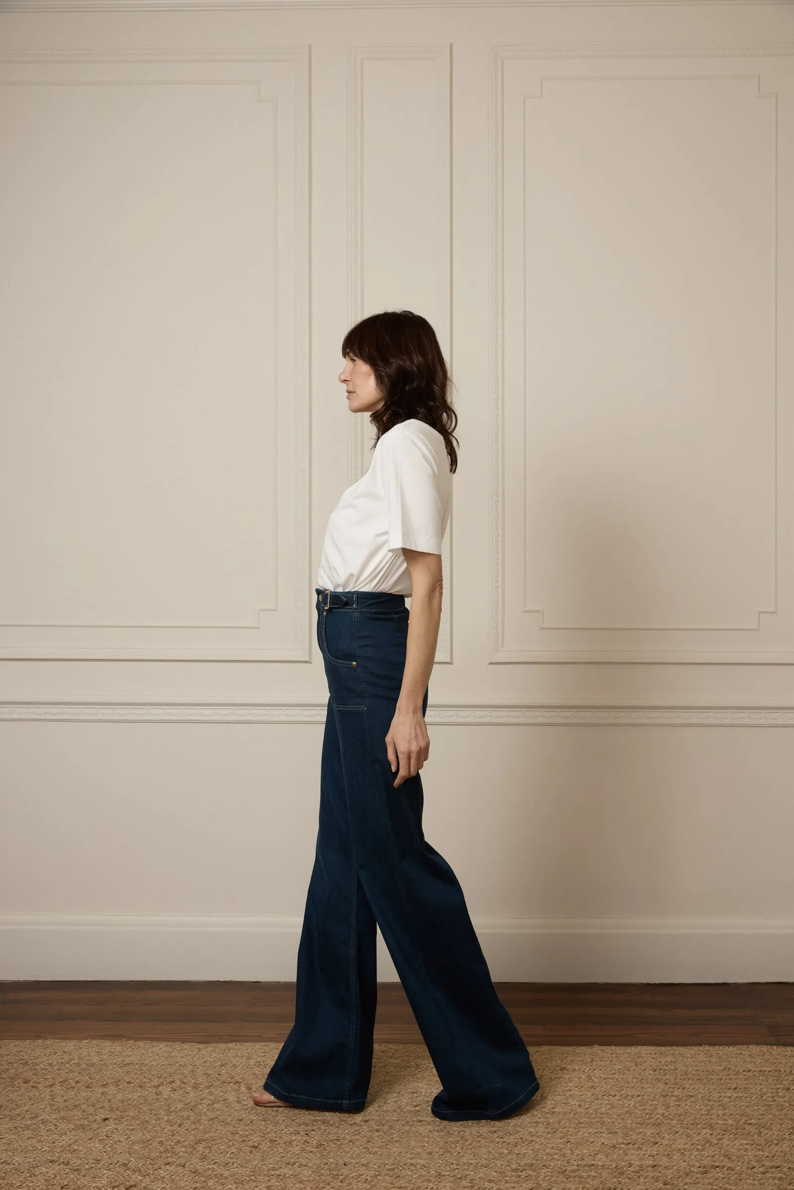 Minnie The High Top Full Length Wide Leg Flared Jeans | Working Girl [Dark Wash]