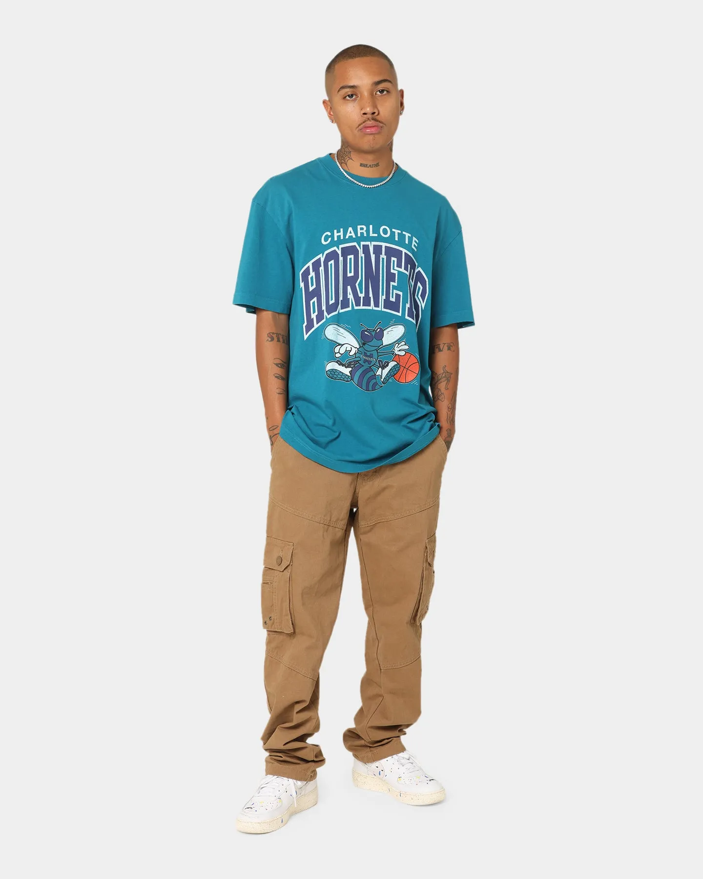 Mitchell & Ness Charlotte Hornets XL Arch Vintage T-Shirt Faded Teal