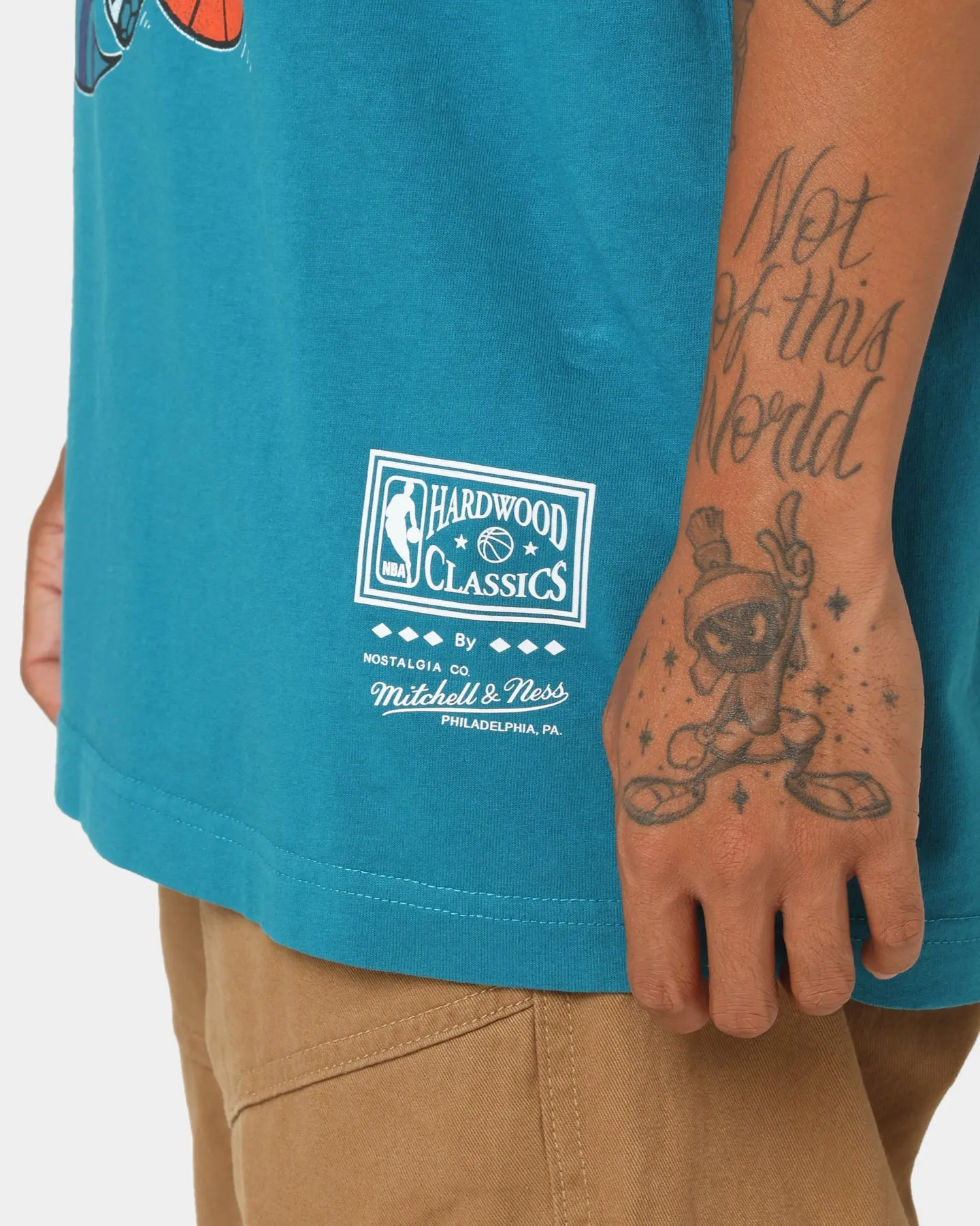 Mitchell & Ness Charlotte Hornets XL Arch Vintage T-Shirt Faded Teal