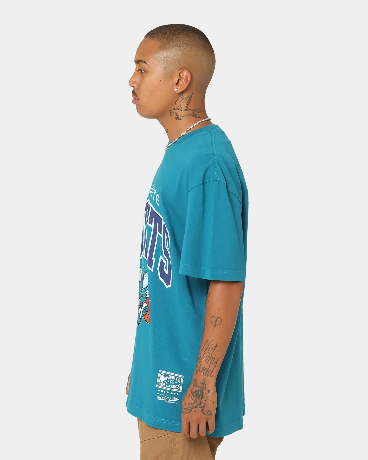 Mitchell & Ness Charlotte Hornets XL Arch Vintage T-Shirt Faded Teal