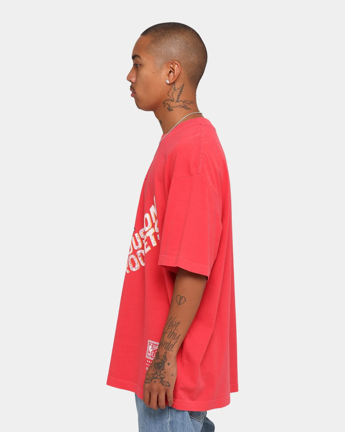 Mitchell & Ness Houston Rockets Oversized TM CLR Logo Vintage T-Shirt Faded Red