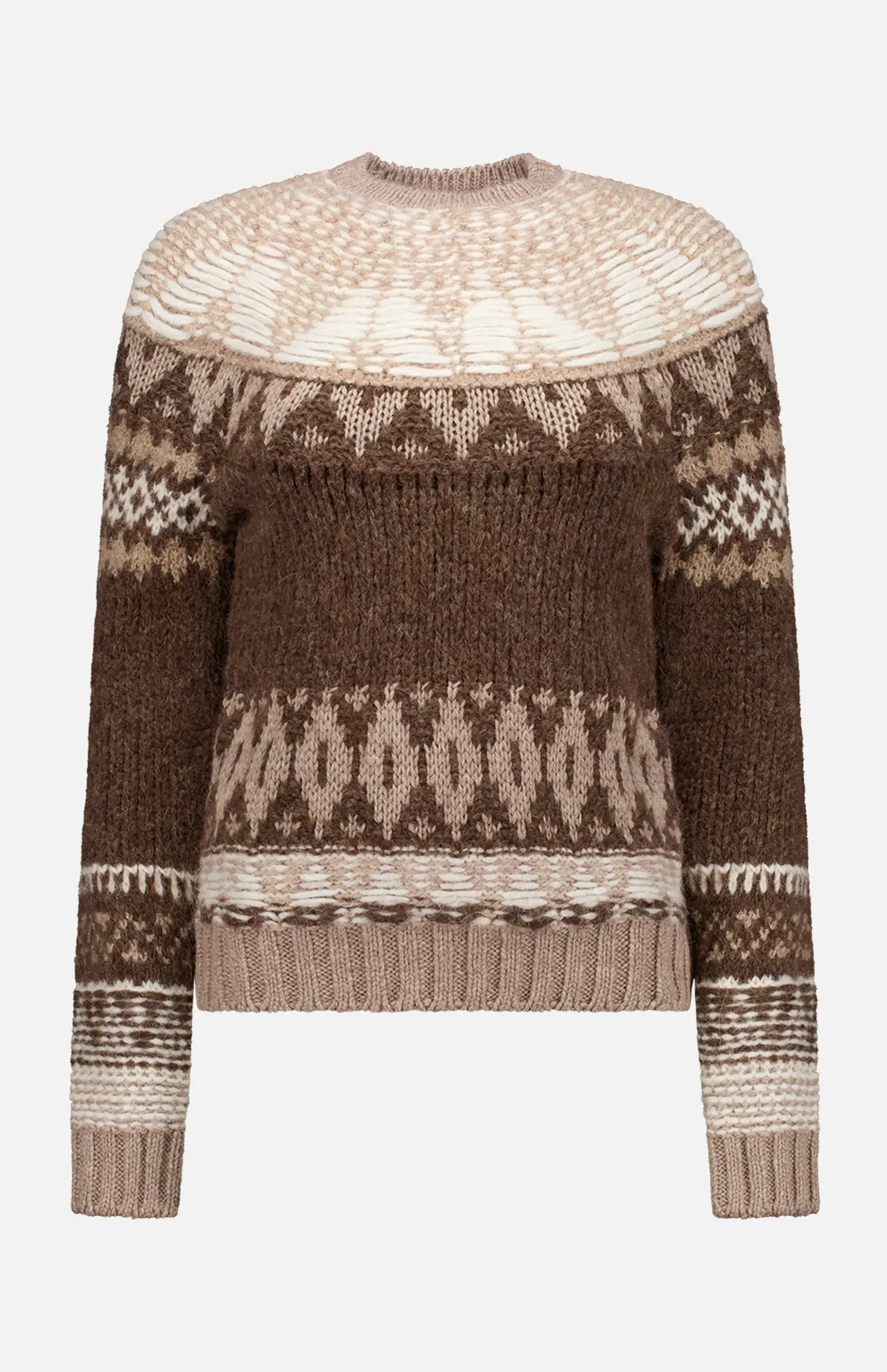 Patterned Cable Knit Pullover Sweater