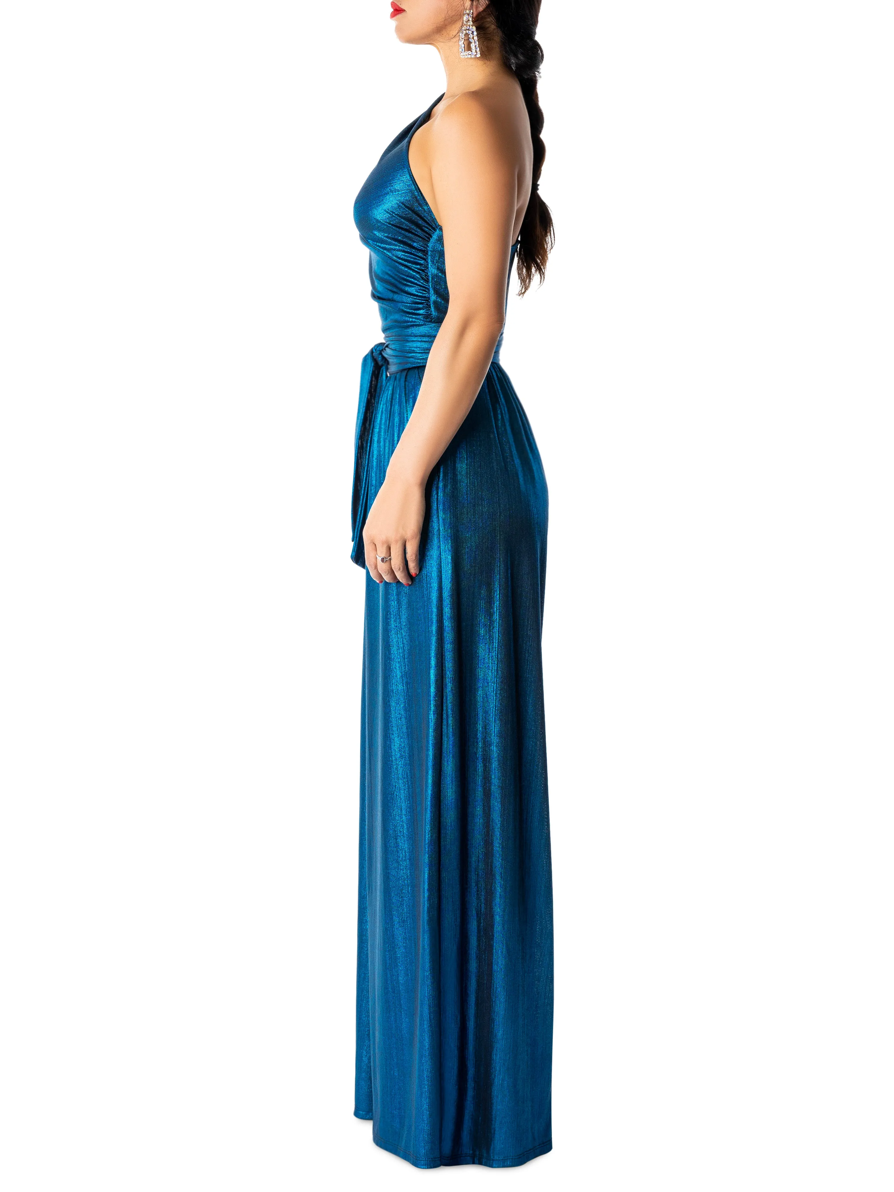 "Taraji" Blue One-Shoulder Jumpsuit