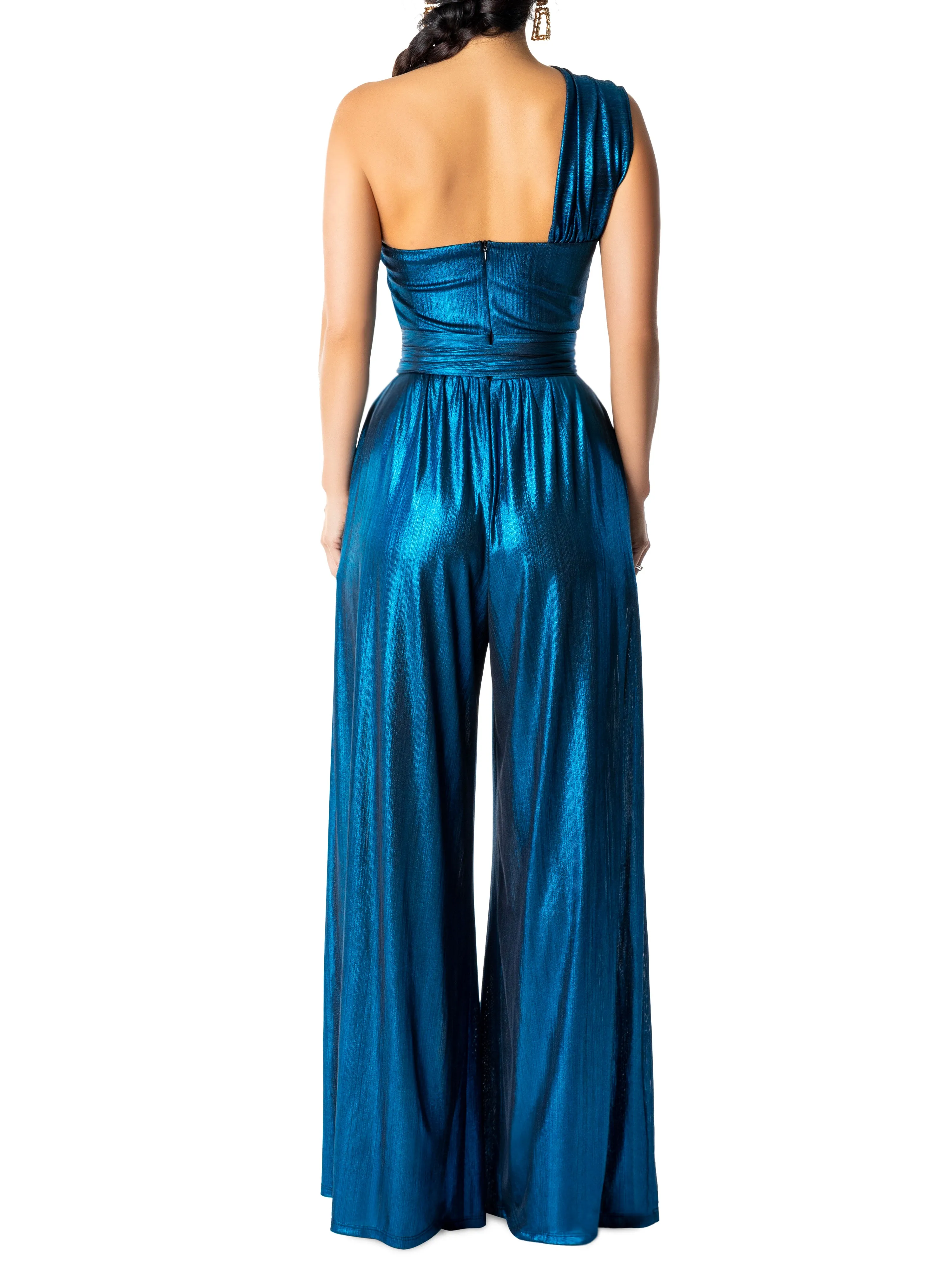 "Taraji" Blue One-Shoulder Jumpsuit