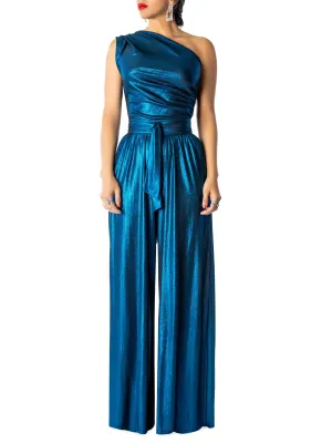 "Taraji" Blue One-Shoulder Jumpsuit