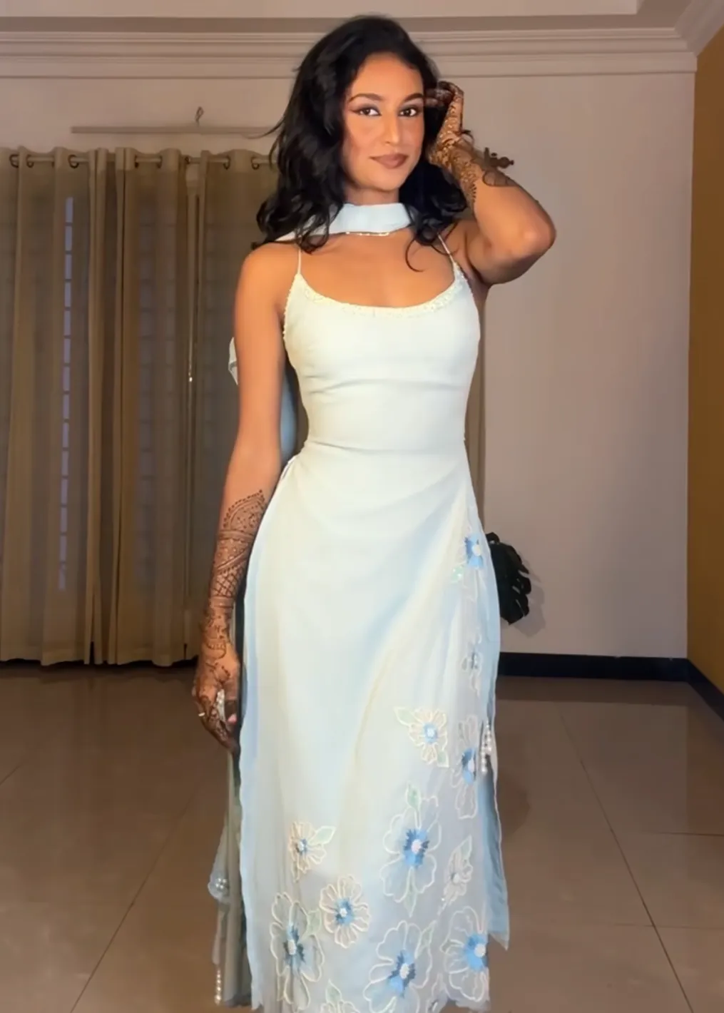 Raaya Baby Blue Hand-Embroidered Sleeveless Suit