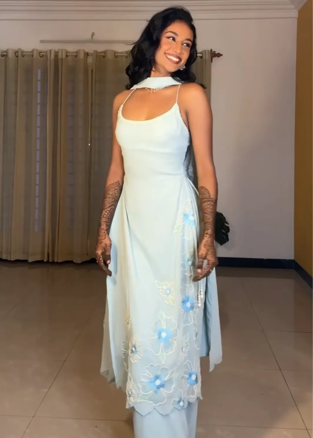 Raaya Baby Blue Hand-Embroidered Sleeveless Suit