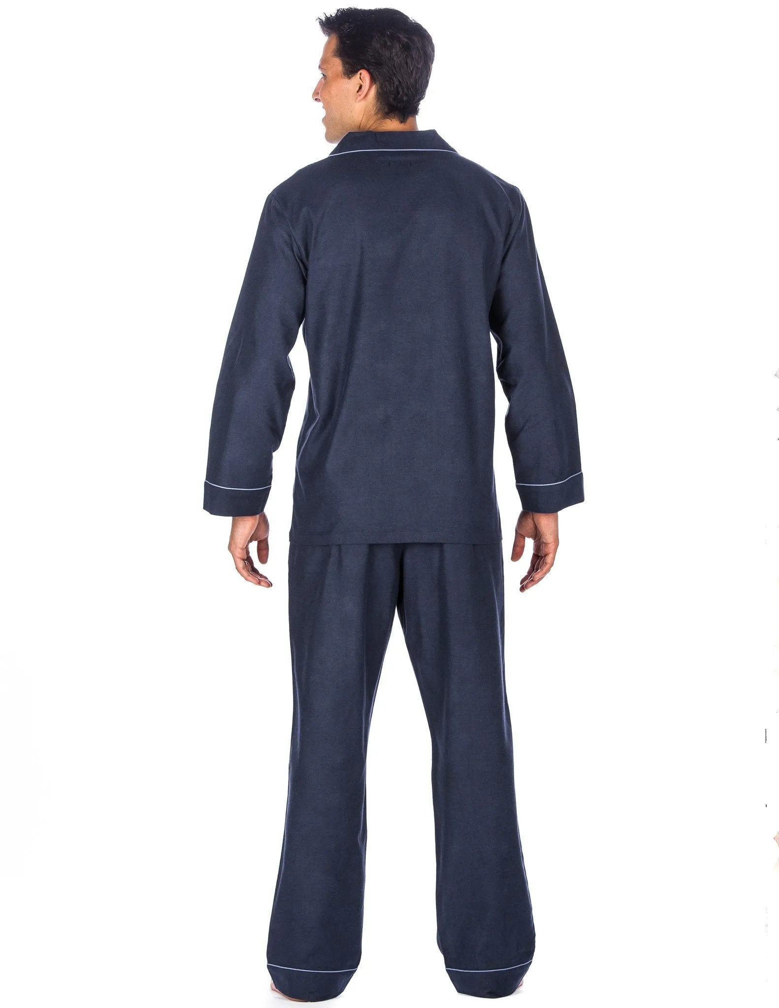 Relaxed Fit Men's Premium 100% Cotton Flannel Pajama Sleepwear Set - Navy