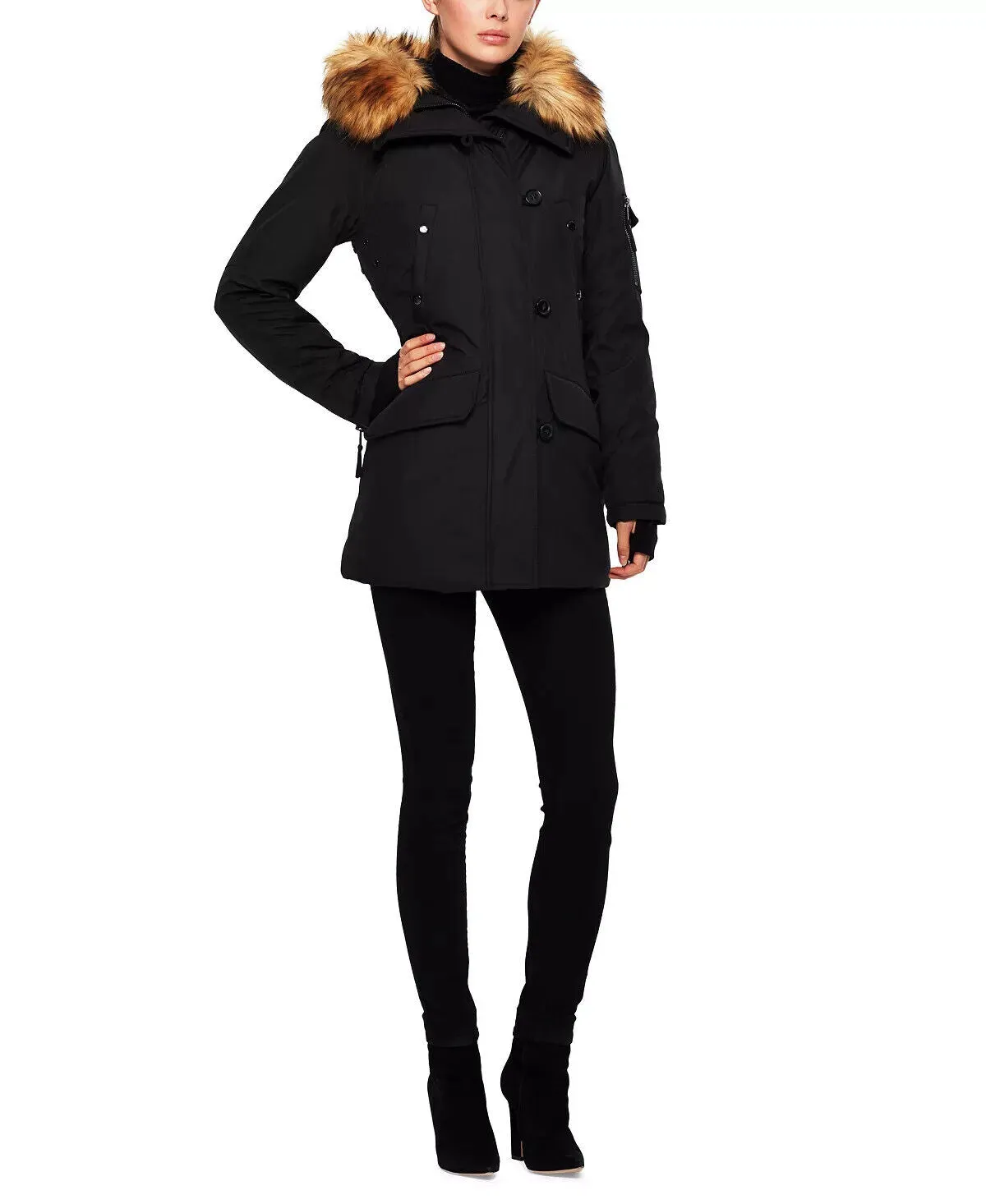 S13 Alps Faux-Fur-Trim Hooded Puffer Coat