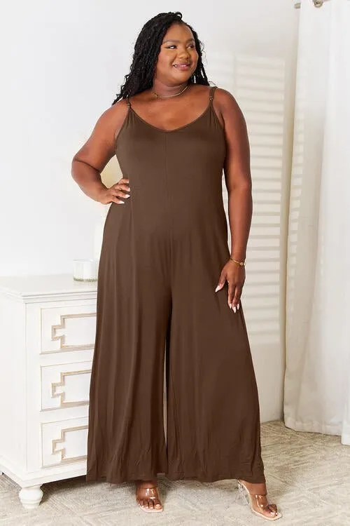 Skylar Spaghetti Strap Tied Wide Leg Jumpsuit