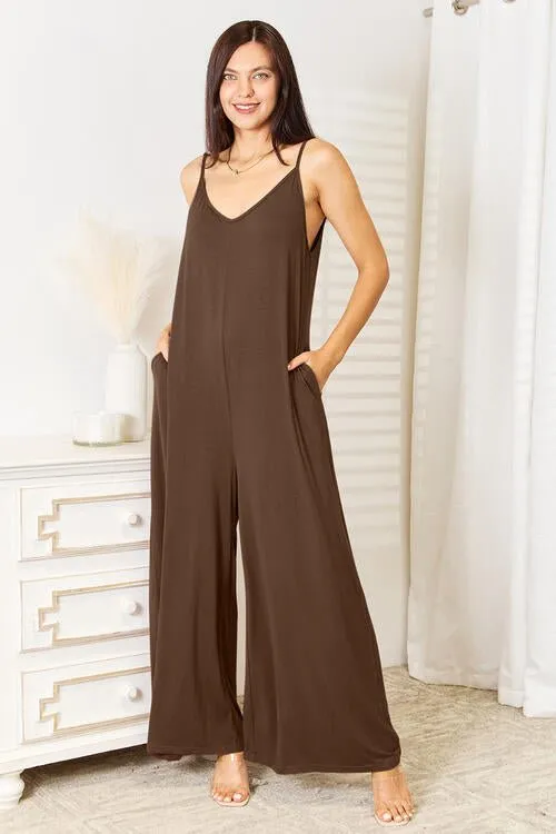 Skylar Spaghetti Strap Tied Wide Leg Jumpsuit