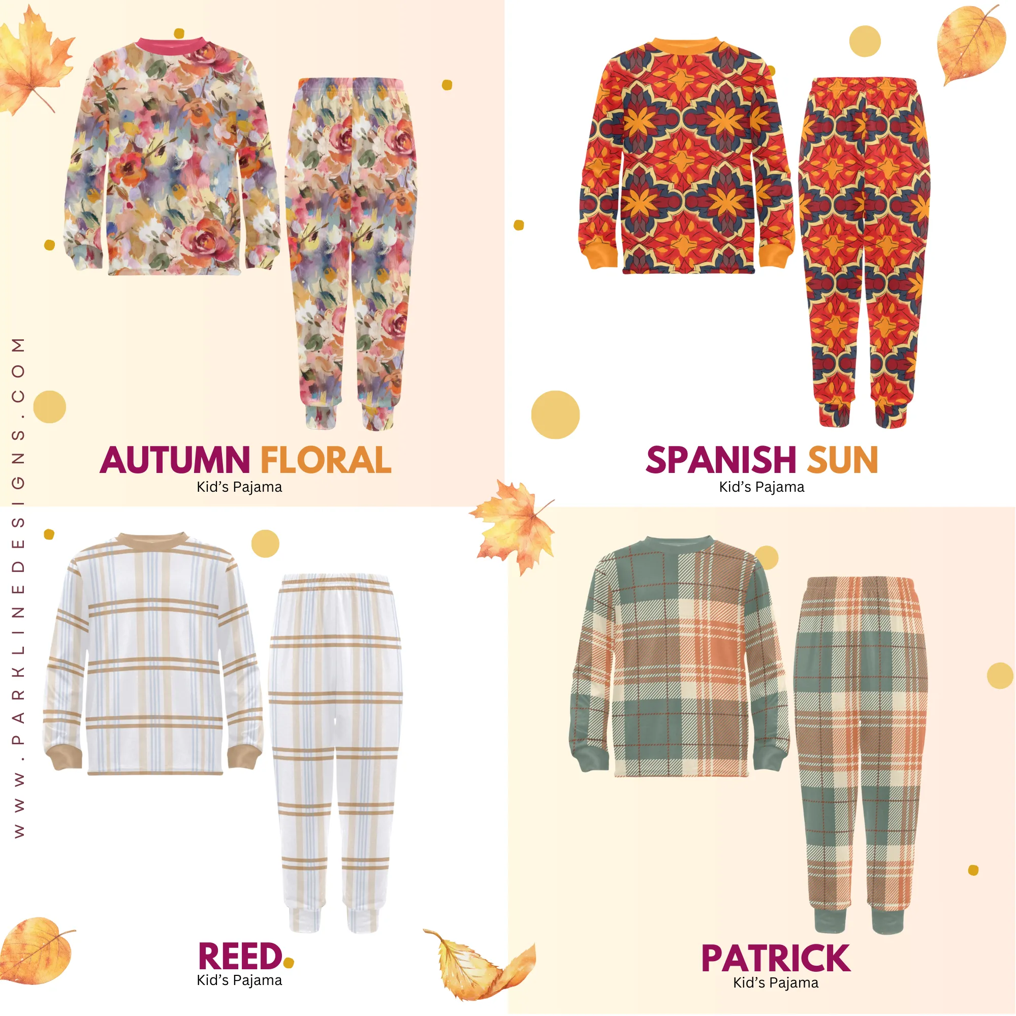 Spanish Marigold | Autumn Pajama Set for Girls  | Whimsical & Cozy Sleepwear for Kids