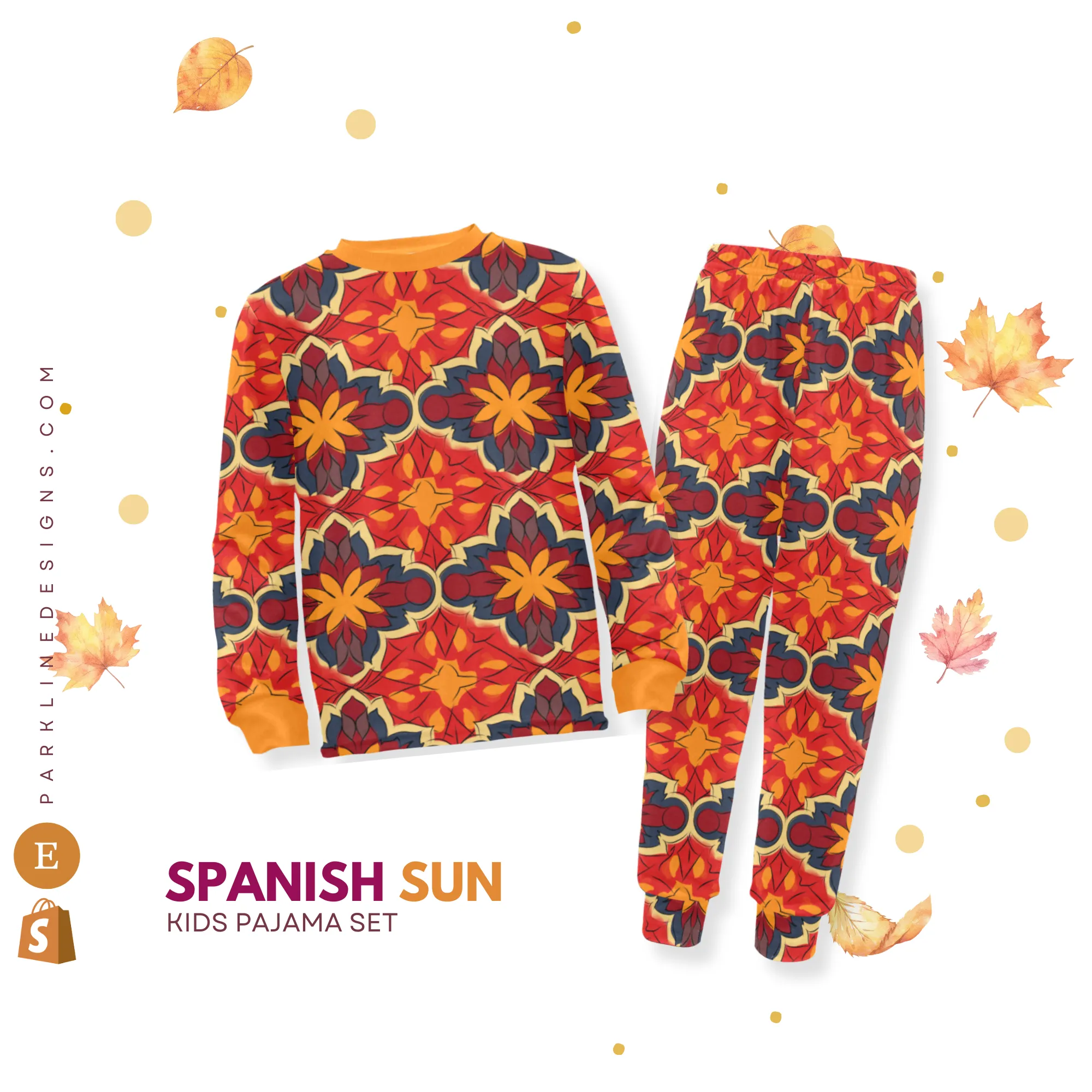 Spanish Marigold | Autumn Pajama Set for Girls  | Whimsical & Cozy Sleepwear for Kids