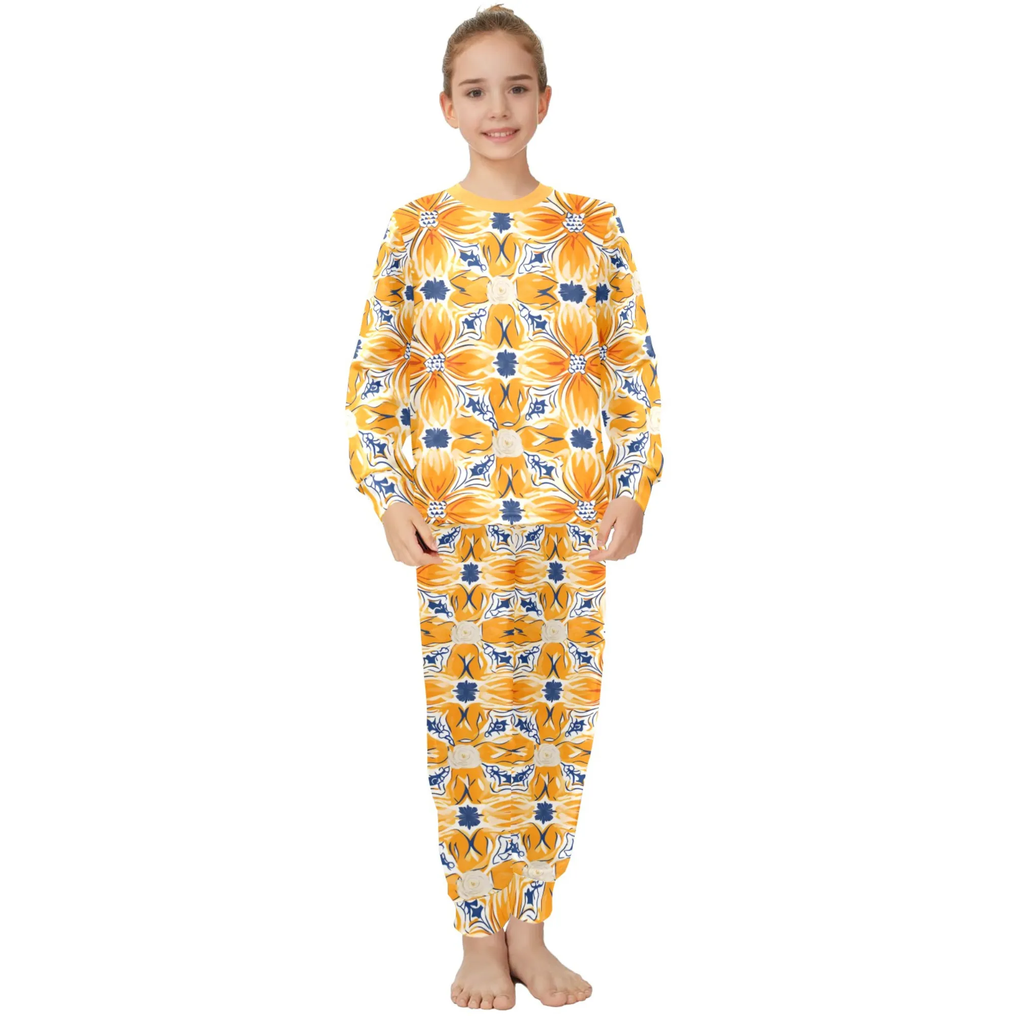 Spanish Marigold | Autumn Pajama Set for Girls  | Whimsical & Cozy Sleepwear for Kids