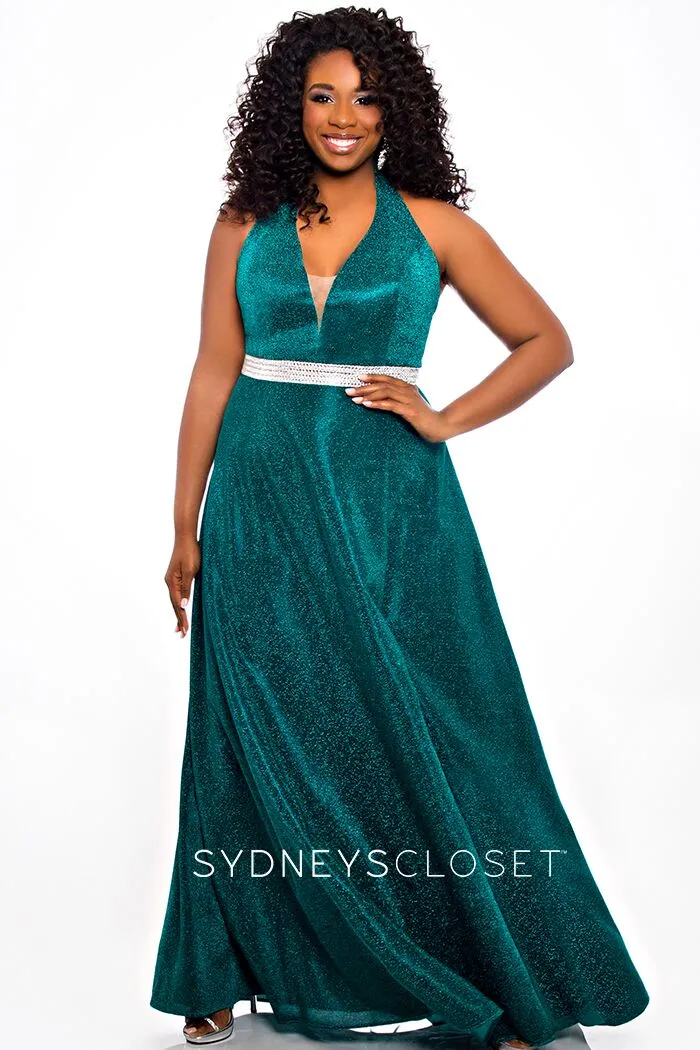 Sydney;s Closet SC7289 size 14 Turquoise long shimmer prom dress plus size formal SC 7289