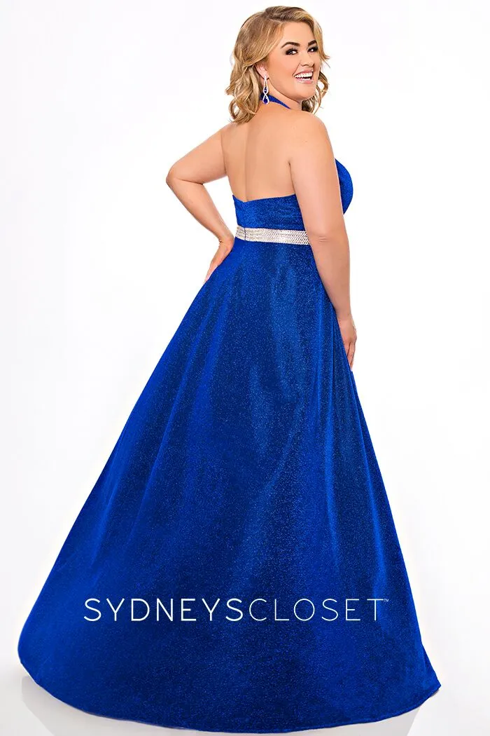 Sydney;s Closet SC7289 size 14 Turquoise long shimmer prom dress plus size formal SC 7289