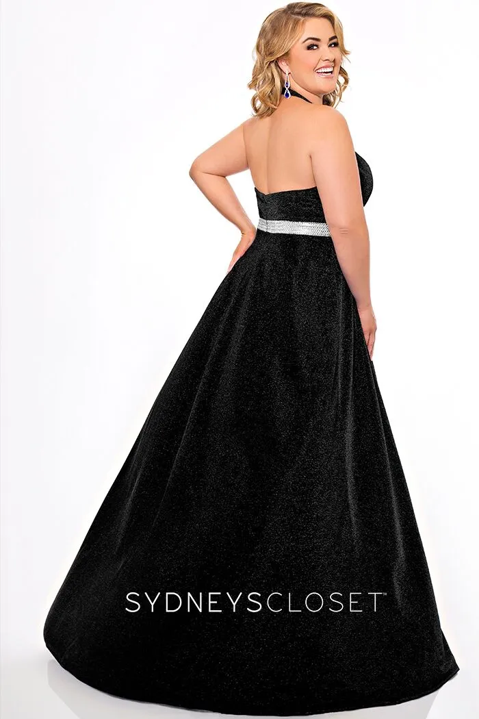 Sydney;s Closet SC7289 size 14 Turquoise long shimmer prom dress plus size formal SC 7289