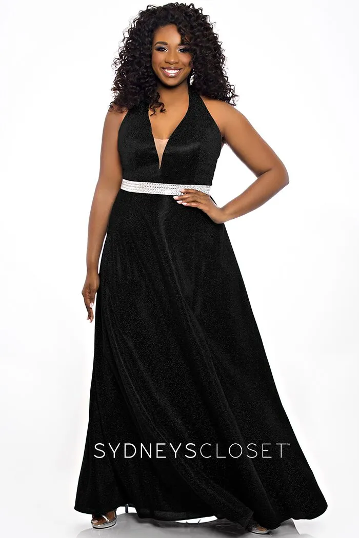 Sydney;s Closet SC7289 size 14 Turquoise long shimmer prom dress plus size formal SC 7289