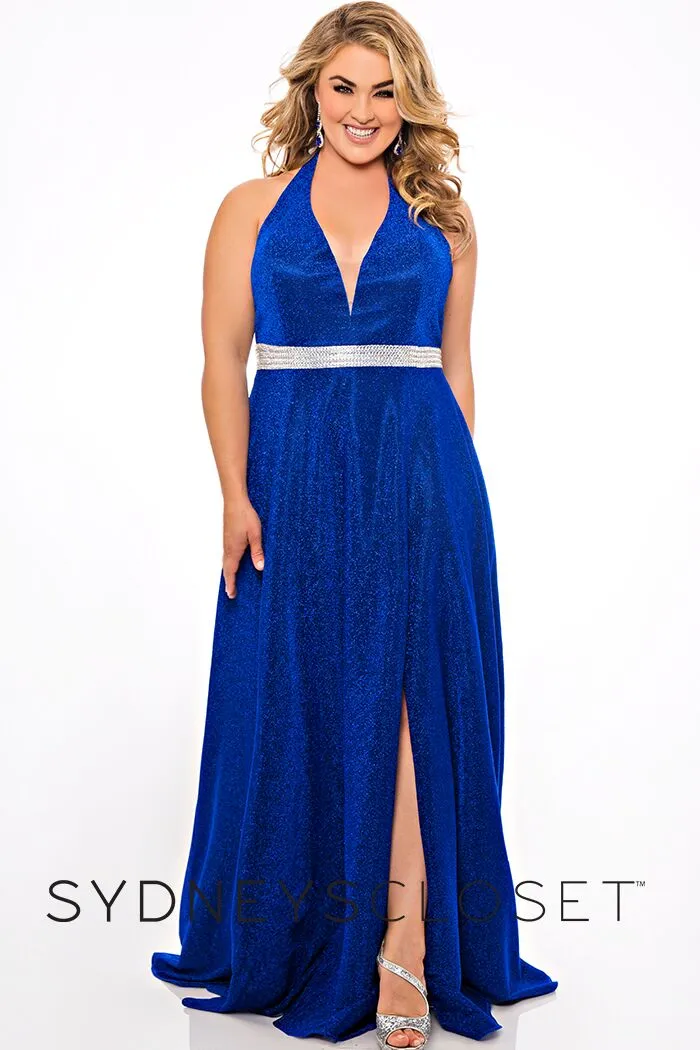 Sydney;s Closet SC7289 size 14 Turquoise long shimmer prom dress plus size formal SC 7289