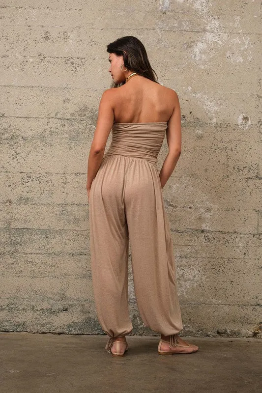 Tan Tube Jumpsuit